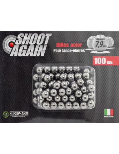 Billes d'acier 7,9mm pour lance-pierres (Pack de 100)