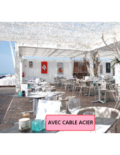 Filet de camouflage renforcé Bartavel (Câble Acier) - 80% d'ombrage - BLANC