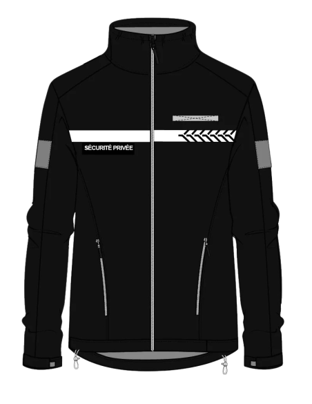 Veste Softshell Sécurité Privée avec bandes HV - Face Veste Softshell Sécurité Privée avec bandes HV - Face