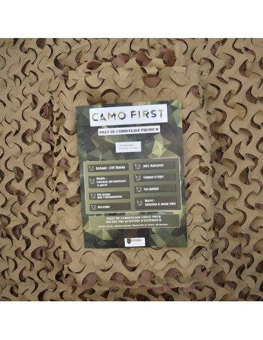 Filet de camouflage à la découpe Camo First (2m de large) - Beige / Beige foncé